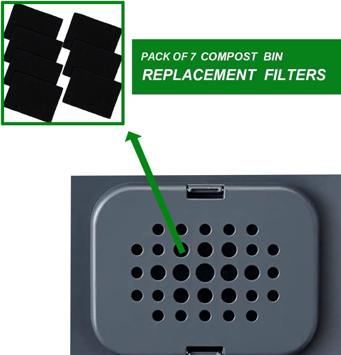 Ezebesta 7 Stücke Aktivkohlefilter für Küchenmüllkomposter Filter Abfallbehälter Geruchsfilter Kohlefilter Biomülleimer
