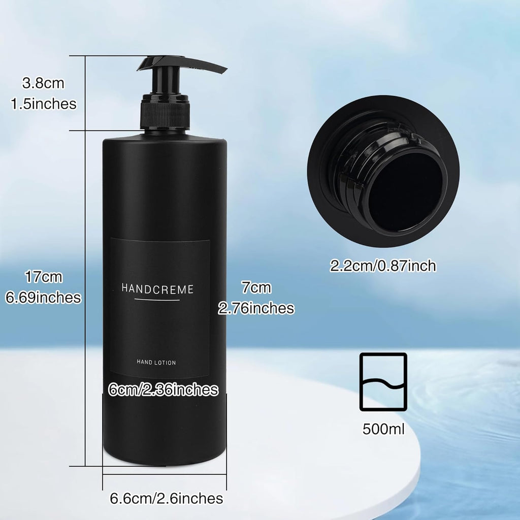 Ezebesta 500 ml Soap Dispenser with 22 Black Labels Minimalist Luxury Upscale Matte Black Lotion Dispenser
