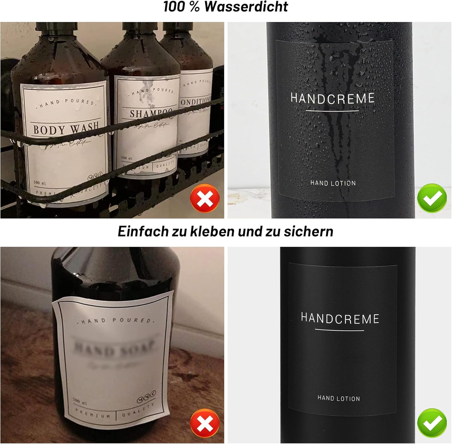 Ezebesta 500 ml Soap Dispenser with 22 Black Labels Minimalist Luxury Upscale Matte Black Lotion Dispenser