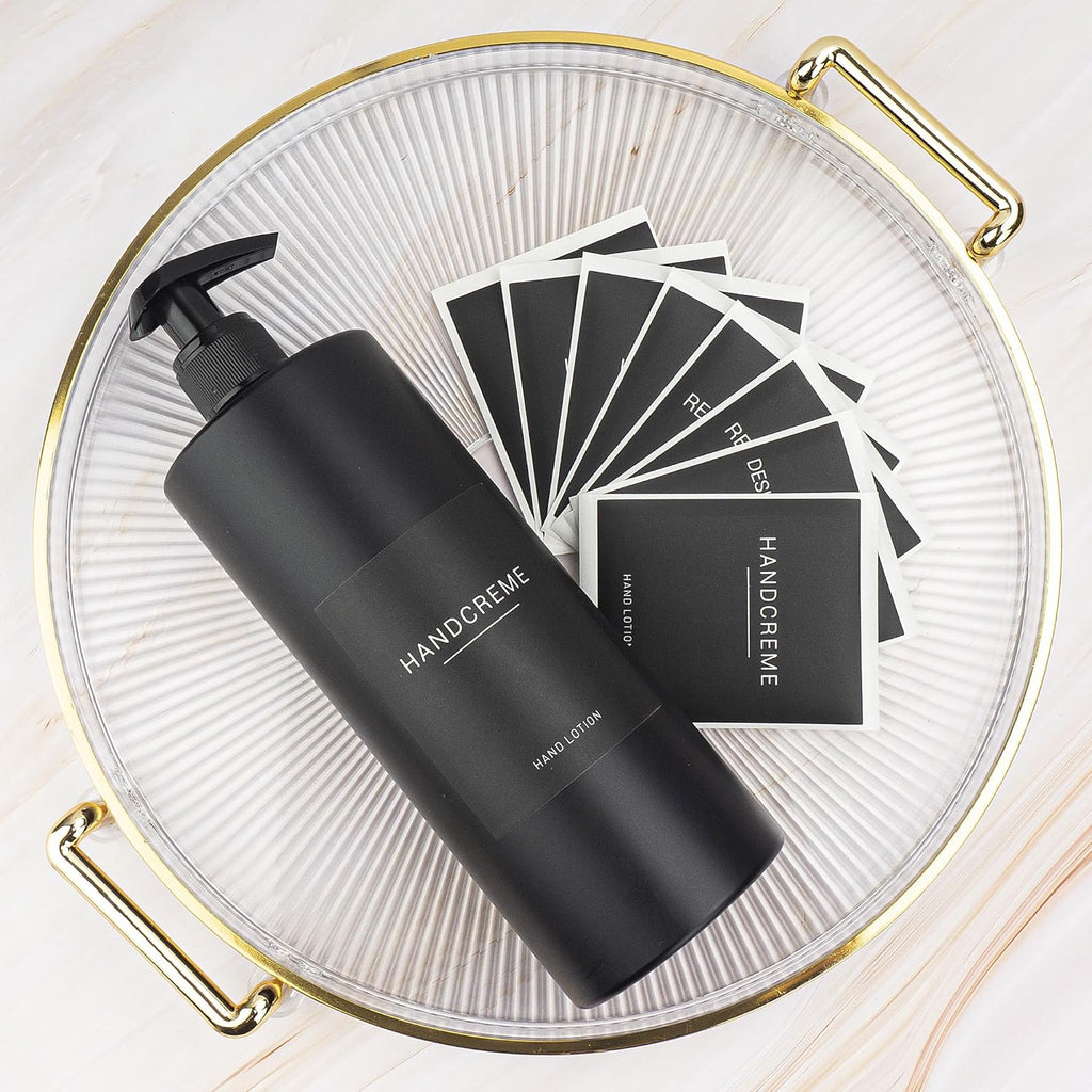 Ezebesta 500 ml Soap Dispenser with 22 Black Labels Minimalist Luxury Upscale Matte Black Lotion Dispenser