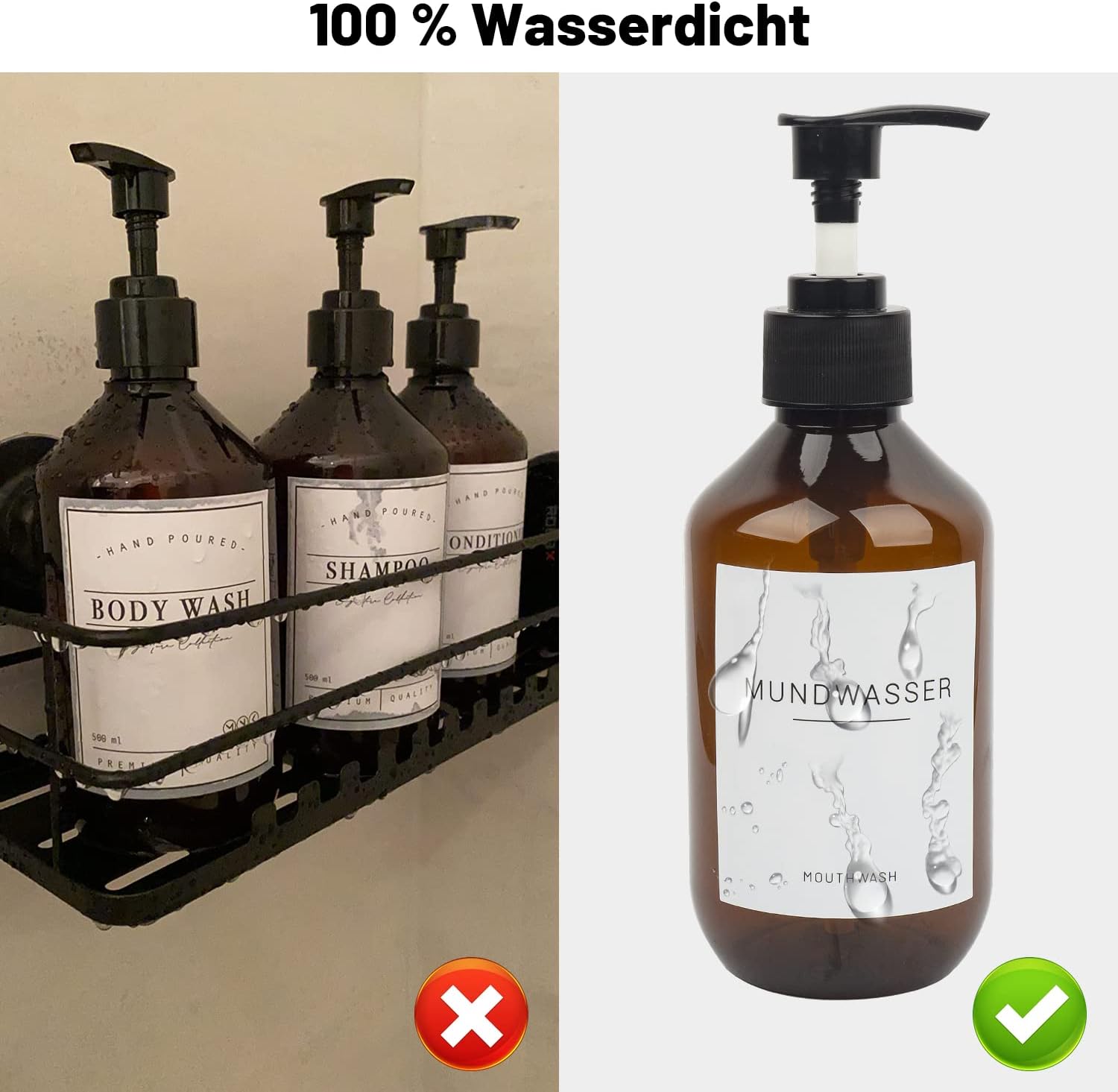 Ezebesta 22 Stücke Wasserdichte Flasche Etikette Aufkleber Etikette Seifenspender Aufkleber für Küche Badezimmer