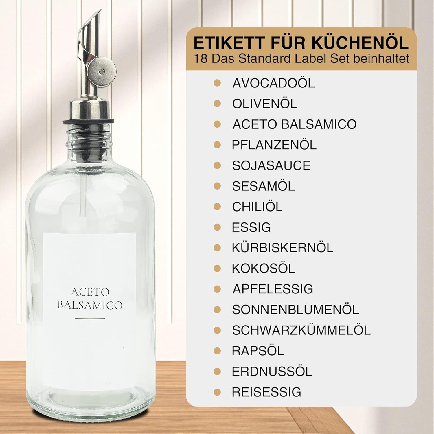 Ezebesta 3 Stücke Essig Ölspender mit Etiketten 480ml Küche Kochen Glasflaschen mit 304 Edelstahl Automatischer Pumpen Korrosionsschutz Rostfest