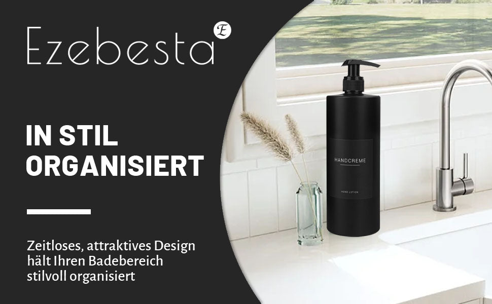 Ezebesta 500 ml Soap Dispenser with 22 Black Labels Minimalist Luxury Upscale Matte Black Lotion Dispenser